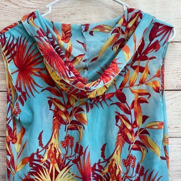 ‎TERRA LUNA HOODED COVERUP IN TROPICAL PRINT - Picture 5 of 6